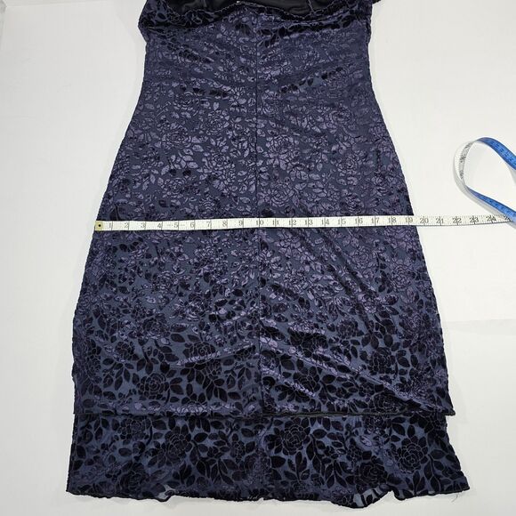 Vintage 90s Whimsigoth La Belle Fashions Velvet Burnout Floral Slip Dress Size L - Picture 6 of 7